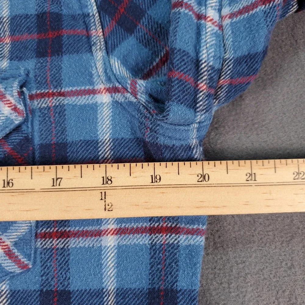 Levis Mens Blue Plaid Western Flannel Pearl Snap Long Sleeve Shirt Size M
